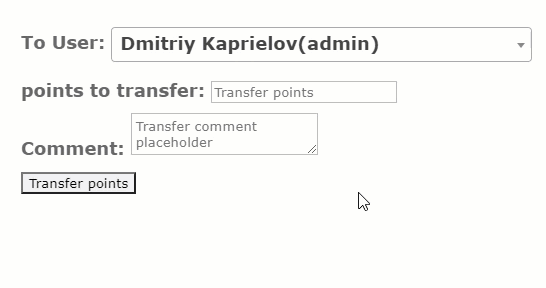 Sending points from one user to another one - WordPress Wallet Plugin