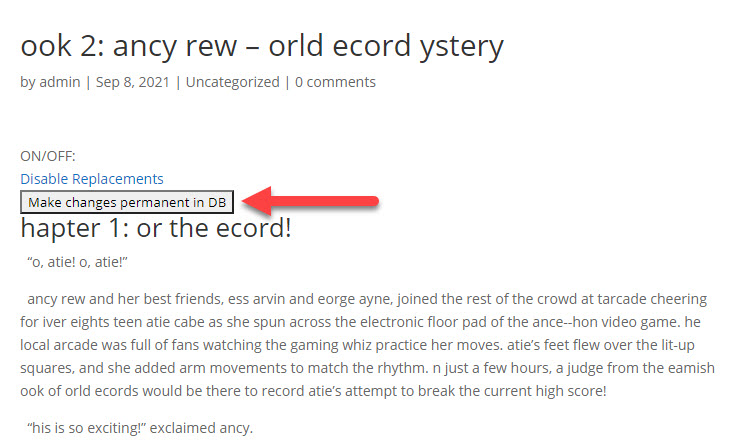 Applying permament changes to DB using the front-end widget - Find and Replace Plugin WordPress