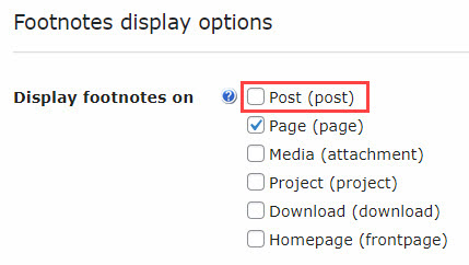 Disabling specific post type for displaying footnotes - WordPress Reference Plugin