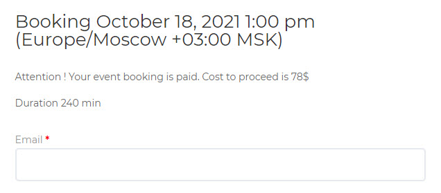 Example of the final cost in the booking form - Best WordPress Scheduling Plugin