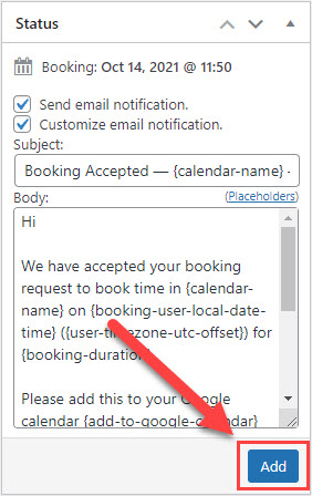 Adding new booking - WordPress Calendar Booking Plugin