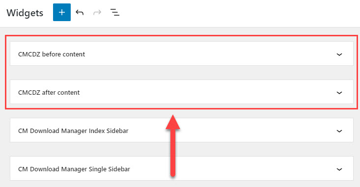 Client Zone widget areas - WordPress Download Area