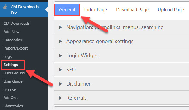 Navigation to the plugin settings - WordPress Client Portal Plugin