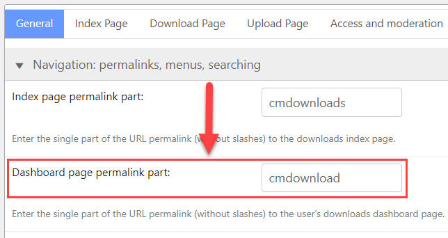 Dashboard permalink option - WordPress Client Zone