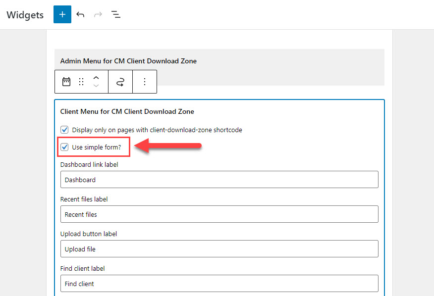 Enabling simple form for sending files to specific users - WordPress Customer Area