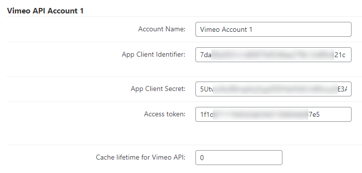 Vimeo API settings - LMS in WordPress