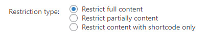 Choosing the global restriction type - Content Control WordPress