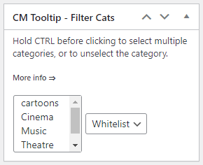 Metabox for filtering term categories - Tooltip Plugin WordPress