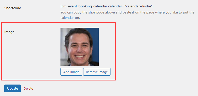 Adding image for the calendar - WordPress Scheduling Plugin