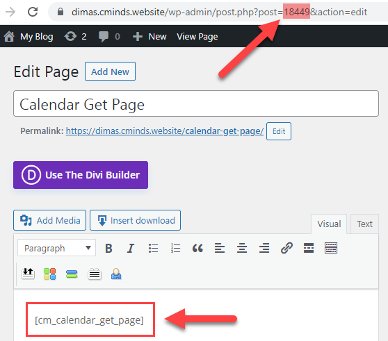 Placing a shortcode on the page - WordPress Calendar Booking Plugin