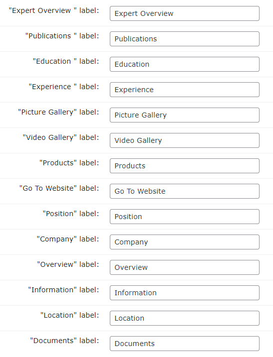 Expert page labels - WordPress Staff Directory Plugin