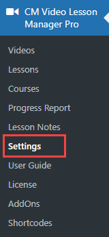 Navigation to the plugin settings - Online Course WordPress Plugin