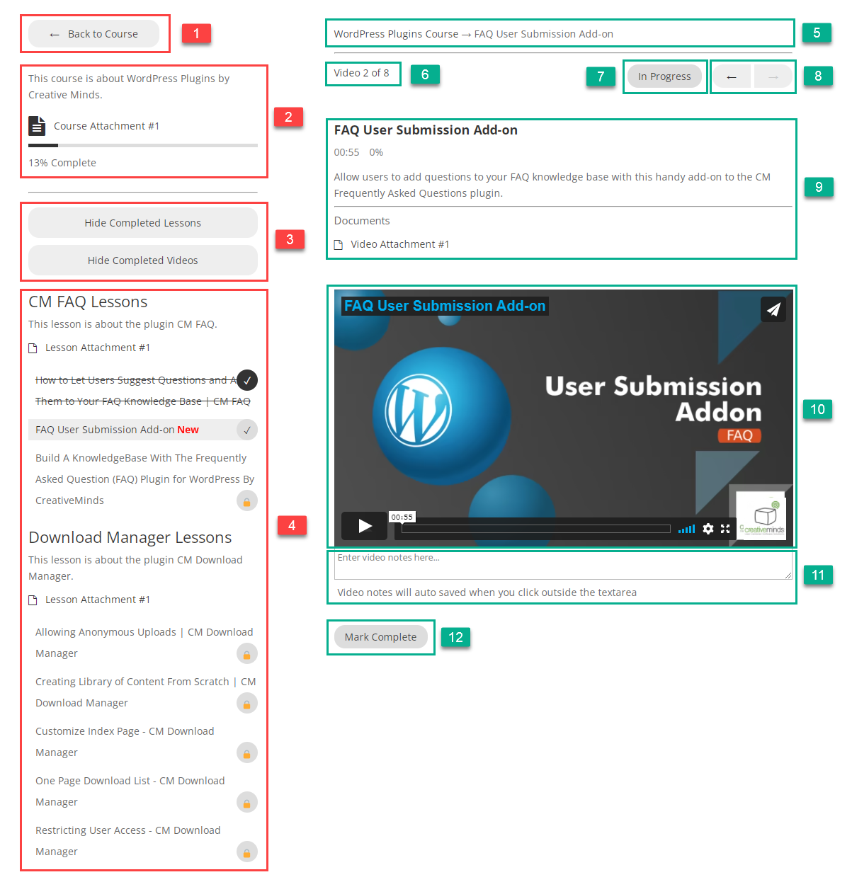 Details of the course page - WordPress Video Courses