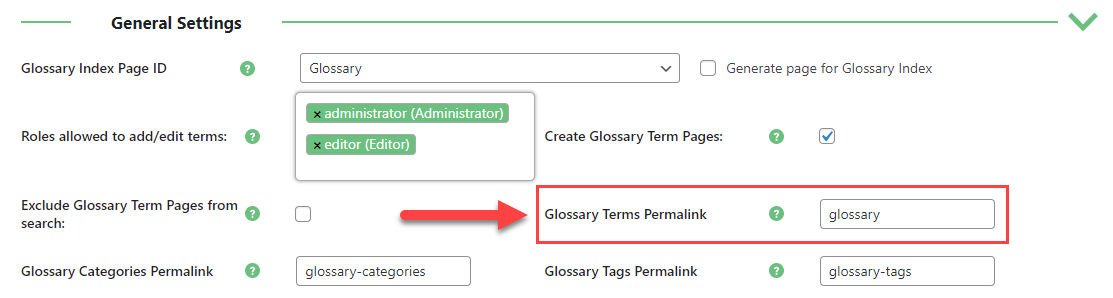 Changing glossary terms permalink - WordPress Knowledge Base Plugin