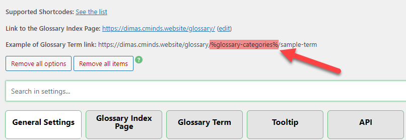 New format of the glossary terms link - Tooltip WordPress Plugin