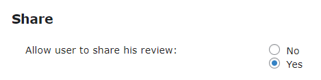 Share option - Product Review WordPress Plugin