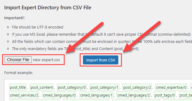 Importing data from CSV file - Member Directory Plugin for WordPress