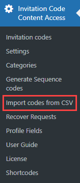 Import codes from CSV - Portal WordPress Plugin Private Content Per User