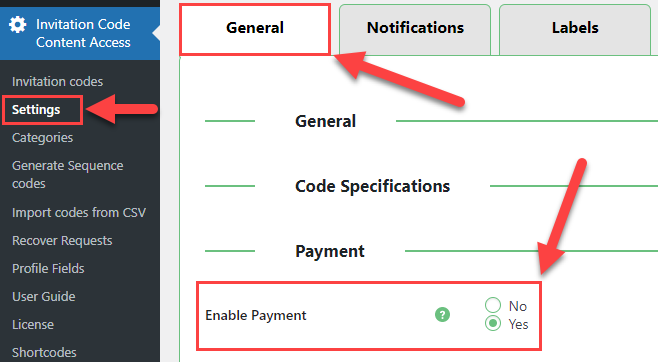 Enabling payment feature for invitation codes - WordPress Content Restriction