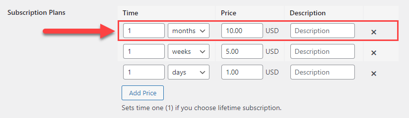 The shortcode uses only the first subscription plan for displaying - Online Course WordPress Plugin