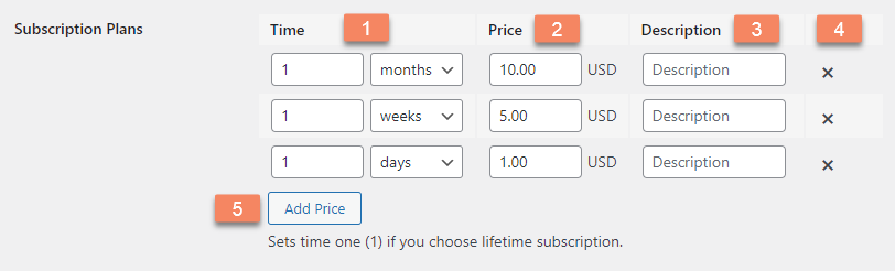 Setting up subscription plans for the course - WordPress Video Lessons Manager Plugin