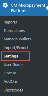 Navigation to the plugin settings - WordPress MicroPayments