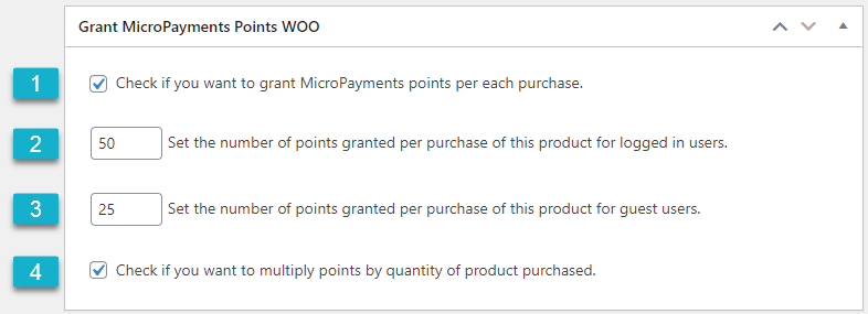 Options for granting points for purchasing the WooCommerce product - WordPress Point System