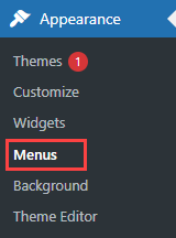 Navigation to the Menus settings - Content Gate