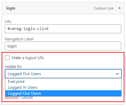 Setting up the menu item restriction - Content Control WordPress