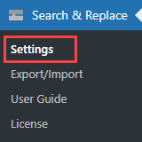 Navigation to the plugin settings - WordPress Plugin Search and Replace