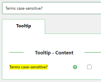 Highlighting non case-sensitive terms - Tooltip Plugin WordPress