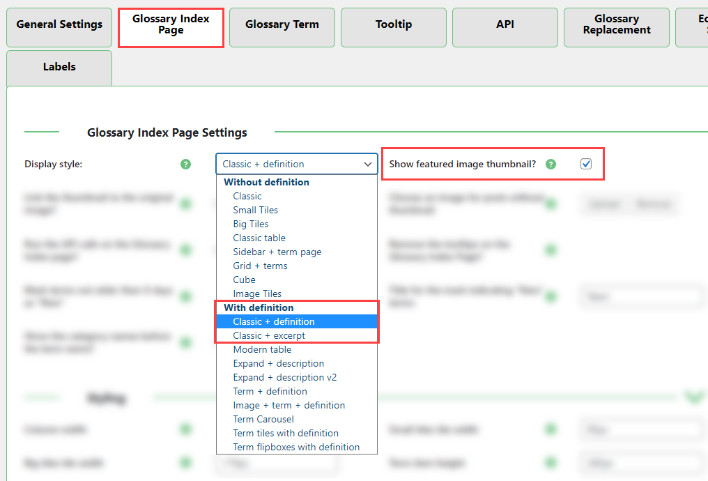 Setting up displaying definitions with image thumbnails - WordPress Knowledge Base Plugin