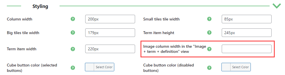 Changing the column width - Tooltip Plugin WordPress