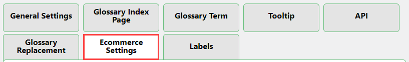 Ecommerce settings - Glossary Plugin WordPress
