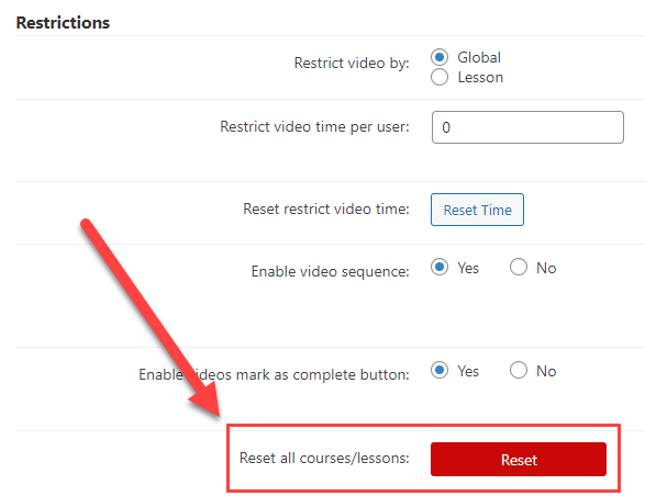 Resetting the counters of unlocked videos for all users - WordPress Video Lessons Manager Plugin