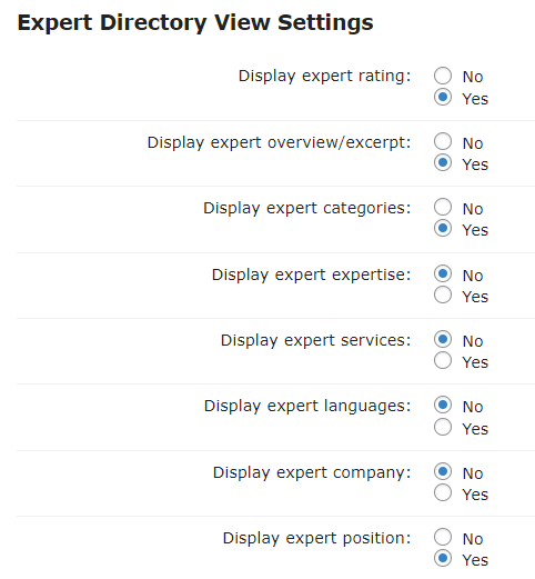 Expert directory view settings - WP Member Directory Plugin