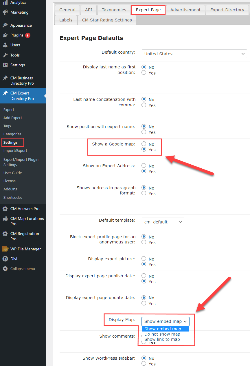 Enabling the map on expert pages - WordPress Plugin Staff Directory