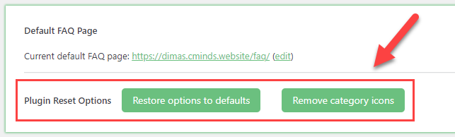 Reset options - WordPress FAQ Plugin