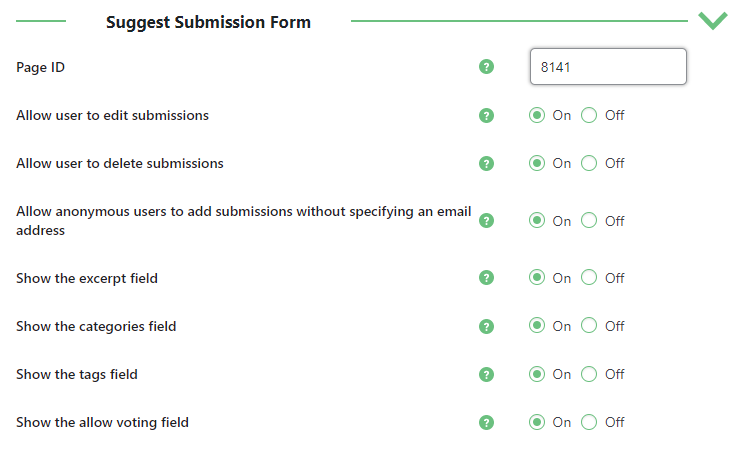 Suggest submission form settings - WordPress FAQ Plugin