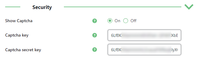 Captcha settings - WordPress FAQ Plugin With Search Bar