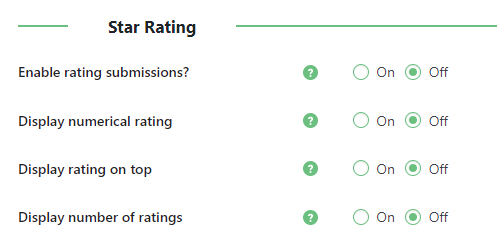 Star rating settings - WordPress FAQ Schema Plugin