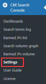 Navigation to the plugin settings - WordPress Search Plugin