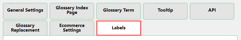 Labels settings tab - Tooltip WordPress Plugin