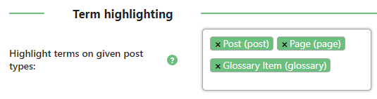 Choosing posts types where to highlight the glossary terms - Glossary Plugin WordPress