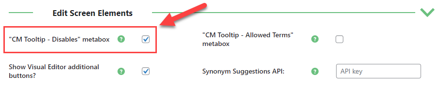 Enabling metabox 'CM Tooltip - Disables' - WordPress Glossary Plugin