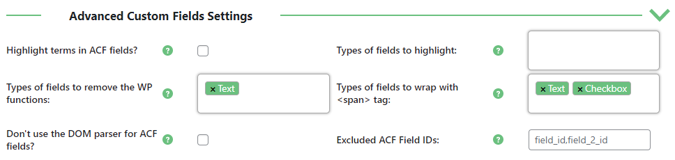 Advanced Custom Fields settings - Wiki for WordPress