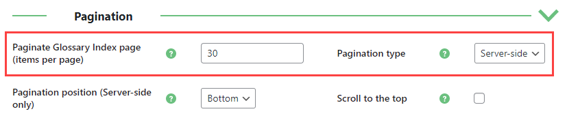 Pagination settings - Wiki Plugin for WordPress