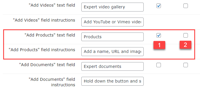 Labels for adding products - WordPress Member Directory Plugin