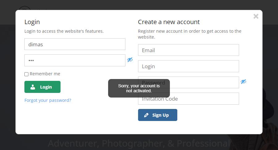 Attempt to login before account activation - WordPress Login Plugin