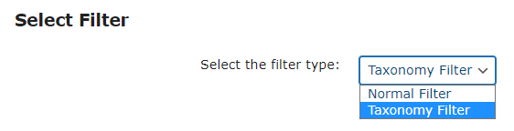 Choosing the filter type - WordPress Plugin for Courses